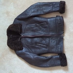 Genuine Shearling Leather Aviator Jacket